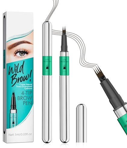 Augenbrauenstift,Bürstenkopf mit vier Krallen Microblading Augenbrauenstift, Wischfeste und langan haltende natürliche Augenbrauen (Hellbraun)