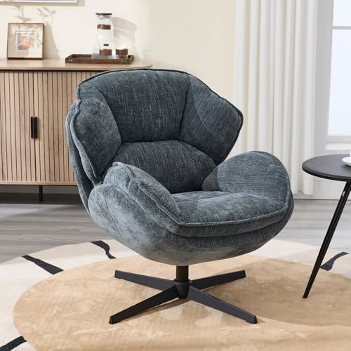 chairus Occasional Accent Chair Swivel Armchairs for Living Room Relax Lounge Chair Upholstered Reading Chair (Blue)