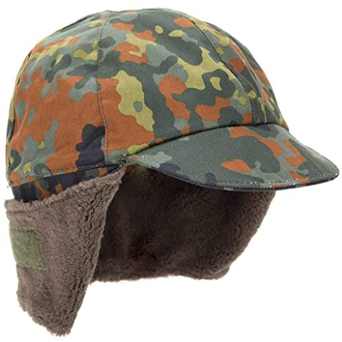 Militar Echte Bundeswehr Wintermütze Flecktarn Mütze Warm Kalt Wetter, Camouflage, Large (58cm)