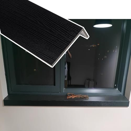 Window Sill Cover Black Marble Window Sill Protector Tile Finish, Bathroom Windowsill Decor Wood Grain, Composite Acrylic Panel Sill Replacement Trim for Windowsills(120x18cm (47 1/4X7 1/8))