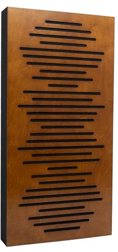 Bluetone WaveFuser PRO akustikpanel, ljudisolerande paneler, trä diffusor, ljudabsorberande vägg, akustisk behandling av inspelningsstudio, hemmabio, vardagsrum (Ek, 100x50x7cm)