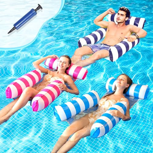 Materassino gonfiabile per piscina, con rete, utilizzabile anche come amaca o poltrona, accessorio divertente per adulti, giocattolo per piscina, mare, spiaggia, lago, 3 posti.