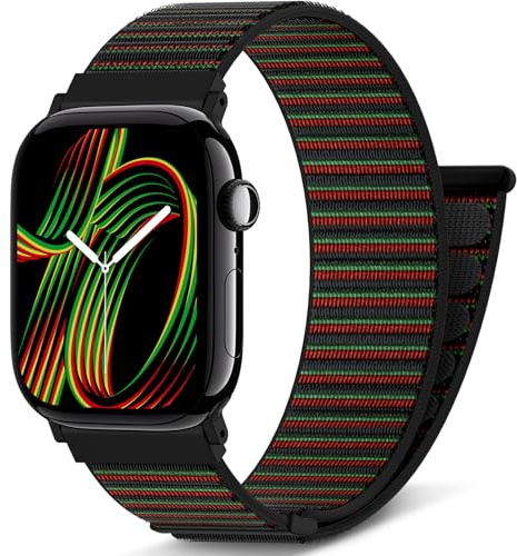 AMSKY Nylon Sport Loop Band kompatibel med Apple Watch 40mm 42mm 46mm 44mm 45mm 41mm 38mm 49mm, för iWatch Series 11 10 9 8 7 6 5 4, Ultra SE 3 2 1