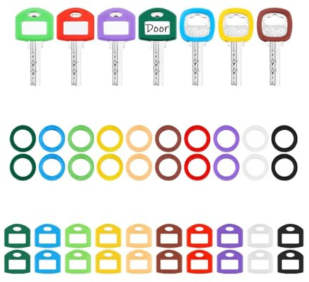 Fonyiunce Lot de 40 Caches de Clés Colorés Ronds et Carrés pour Clés d'identification Flexibles pour Clés de Maison, pour Identifier Facilement les Clés de Porte de Maison, 10 Couleurs, 2 Styles