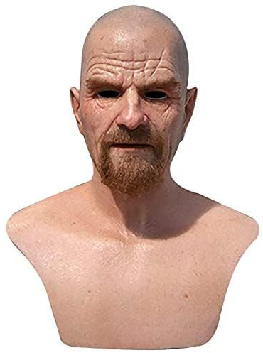 Applysu Alter Mann Maske Gruselig Realistisch Voller Kopf Alter Mann Falten Maske Gruselig Halloween Kostüm Requisiten für Maskerade
