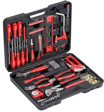 Meister Werkzeugkoffer 60-teilig – Werkzeug-Set für Haushalt und Alltag | Gefüllter Kunststoffkoffer – Werkzeugset für Reparaturen, Möbelmontage und Heimwerkerprojekte – Ideal für Einsteiger