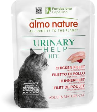 Almo Nature HFC Urinary Help - Nassfutter für Katzen - Unterstützung für die Harnwege - Hühnerfilet & Cranberries - Human Grade, Monoprotein, Glutenfrei - 24x50g