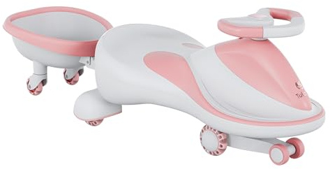 Tulano Focus 55, Véhicule à gravité pour Enfant avec remorque, Voiture sans pédales à Volant 360°, Roues Lumineuses, Panneau Musical, LED, Charge Max. 100 kg, Jouet bébé 3 Ans, Rose