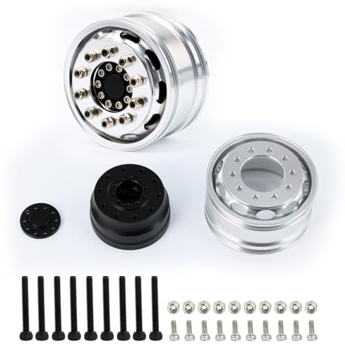 Aluminum 2pcs Front Wheel Hub Rims for Tamiya 1/14 Tractor Truck,Replace#C54 C55