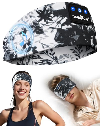 MUSICOZY Sleep Headphones Headband Cooling Headphones for Sleeping & Sport | Wireless Headband Earphones W/ Thin Speakers. Perfect For Yoga, Workout, Relax & Travel. Tech Gifts For Men, Women & Teens