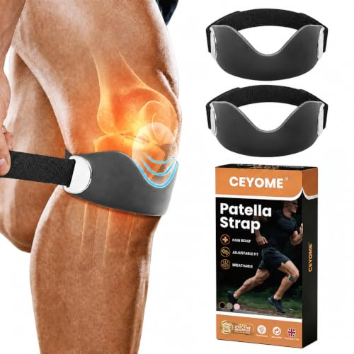 CEYOME Rodillera de silicona para tendón de rótula, ajustable, antideslizante, paquete de 2 rodilleras para hombres y mujeres, banda de rótula para correr, senderismo, saltadores, baloncesto