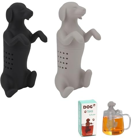 HASELD 2 Piezas Infusor de Té con Forma de Cachorro 3D - Filtro te Para Taza - Infusionador de Te - Colador de Té en Silicona Resistente al Calor - Regalo Ideal para Amantes del Té