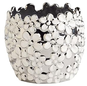 home&you - Cache-pot Flosales, pot de fleurs décoratif en dolomite, pour plantes d'intérieur, orchidée, décoration maison, jardinière, vase, Ø14x13cm - Blanc