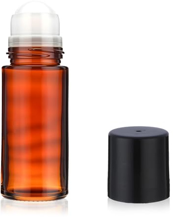 YUXIANLB 1Pc Brown 50ml Glass Roller Bottle, Refillable Roll On Bottles | for Essential Oils, Dispensing Perfume, with Ball Applicator, Empty Deodorant Containers