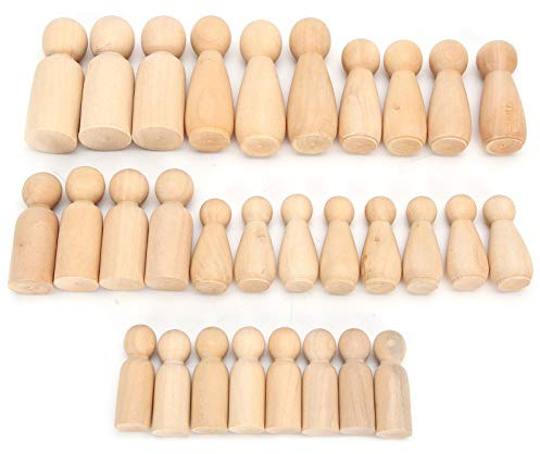 RASTKY Puppenkörper aus Holz, Glatt, Unvollendet, Zum Selbermachen, Malen, Kunsthandwerk für und Erwachsene, 30 Stück/Beutel