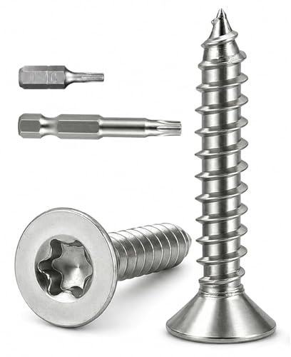 120 Stück Holzschrauben Torx M3x20mm Senkkopfschrauben Edelstahl A2 mit Bit | Selbstschneidende Schrauben Vollgewinde, Flachkopfschrauben Holz für Möbel, MDF, Spanplatten und Sperrholz ideal