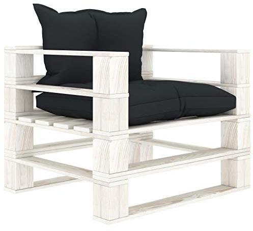 Mhdvray Gartensofa Paletten-Design 80x67,5x60,8 cm Anthrazit Kiefernholz mit 10 cm Kissen Robustes Lounge Sofa Outdoor Balkon Couch für Terrasse Garten Balkon und Wohnzimmer