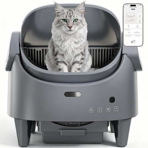 Lettiera automatica autopulente per gatti - Cassetta con apertura superiore e altezza ingresso regolabile - Pulizia elettrica intelligente e protezione multi-sensore - Controllo tramite app -