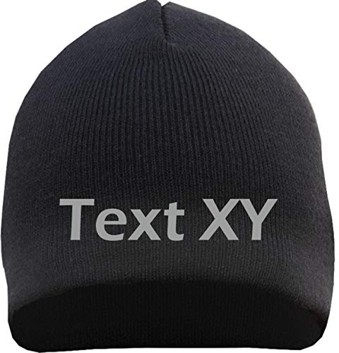 HB_Druck Beanie mit Wunschtext - Blockschrift - Bestickt - Mütze Strickmütze