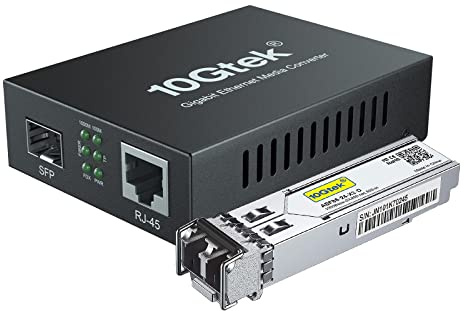 Gigabit Ethernet Media Converter with a 1Gb SFP SX LC Multimode Module, 10/100/1000M RJ45 to 1000Base-SX, up to 550m, with a British Power Supply
