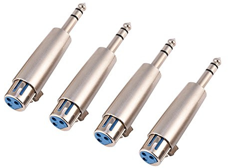 Zerone 4 x 3-polige XLR-Buchse auf Stereo-Stecker, 6,35 mm Steckverbinder, Audio-Mikrofon, Mikrofon-Adapter, Konverter, Gender Changer, Koppler, TV-Video, Heim-Audio