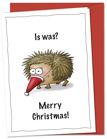 bernsteinfee-CARDS Freche XL Weihnachtskarte mit verschmitztem Igel, lustige Weihnachtsgrüße für Igelfans und Igelliebhaber - inkl. Umschlag (DIN A5)