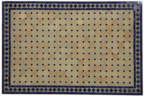 Casa Moro Mosaiktisch 120x80 cm – Esstisch Fliesentisch Gartentisch Tisch Esszimmer Küche Wohnzimmer Zellige-Fliesen Marokko (Blau-Terracotta)