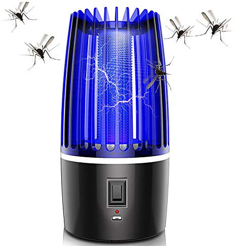 Funthy Elektrisches Moskitonetz, USB, wiederaufladbar, 2-in-1 Lampe, elektrische Mücken-Falle zum Fliegen, Insekten, UV-LED, Camping, Laterne für Haus, Küche, Büro, Garten, Camping