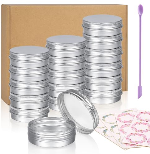 Aluminium Dosen, Sopito 24 Stück 15ml Aluminium Leer Döschen Rund für Lippenbalsam, Kosmetik Creme, Minikerzen, Basteln Schmuck