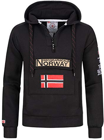 Geographical Norway Gymclass Men - Sudadera Hombre Con Capucha Bolsillo Canguro Para Hombres - Jersey sudaderas Manga Larga - Ropa para Hombre Primavera Verano Otoño Invierno (Negro 3XL)