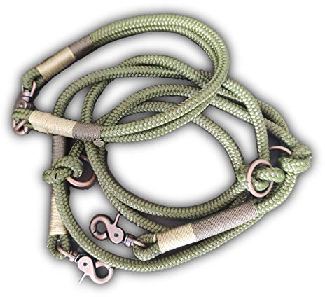 Tau Hundeleinen Halsband Set in Olivgrün und Kupfer | Verstellbare Hundeleine | Set WALDLUST
