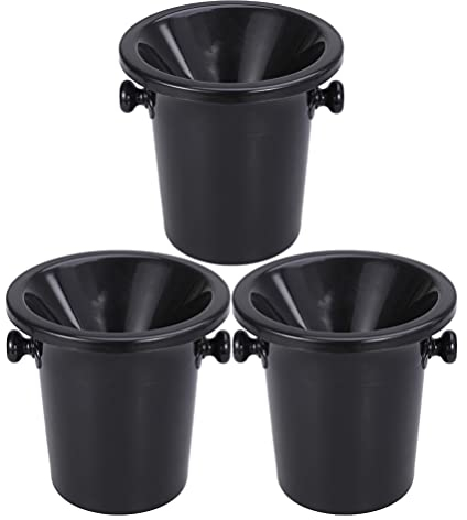 Wine Tasting Spittoon: 3PCS Plastic Wine Spittoon Bucket, Wine Tasting Dump Bucket Spittoon Ice Bucket with Removable Lid for Wine Whiskey Cocktails - Black