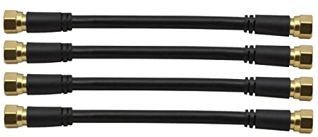 Satix Lot de 4 câbles coaxiaux avec fiche F - 15 cm - Noir