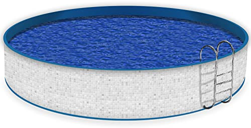 Wallario Pool Verkleidung mit Motiv ohne Ösen, Umrandung Dekoration, Motiv Fliesen im Bad weiß-grau, Größe Höhe 80 cm x L 12m