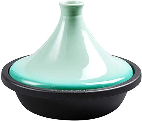 Casserole avec couvercles Pot à tajine en Fonte, tangine en Fonte émaillée avec Couvercle de Cuisson (Bleu)