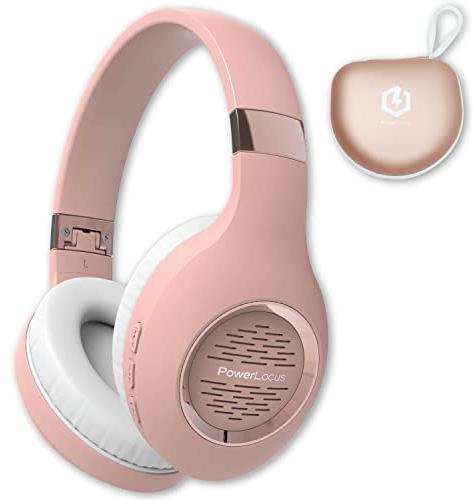 PowerLocus Casque Bluetooth sans-Fil, Casque Audio avec Microphone Intégré, Basses fréquences Stéréo Hi-FI, Confortable Cache-Oreilles pour Les Cours en Ligne, Téléphones Portables, Tablettes, PC,TV