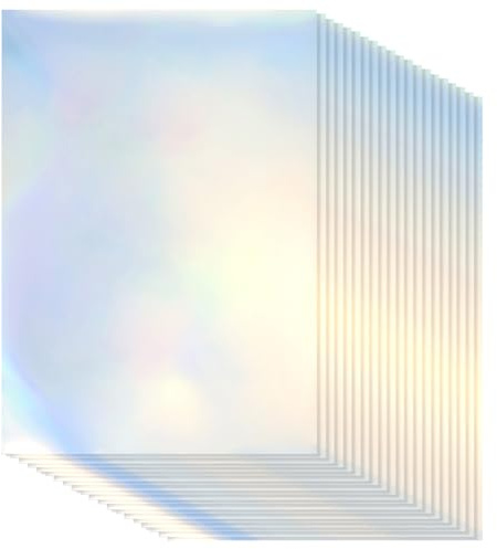 QWORK® 20 Blatt Druckbare Holographische Aufkleber Selbstklebende A4 Regenbogen Vinyl Aufkleber Papier Wasserdichte Schnell Trocknen Stickerpapier für Tintenstrahl-/Laserdrucker (210 x 297 mm)