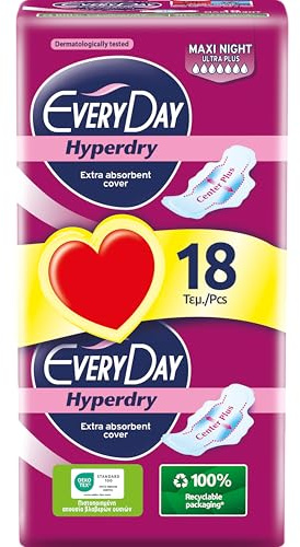 EveryDay Hyperdry Assorbenti Ultra, Notte con Ali, Filtrante Iper Asciutto e Ultra Assorbente, 18 Unità