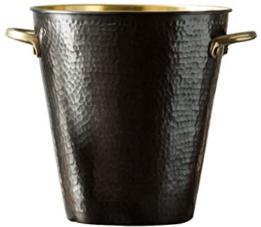 LIOONS Exquisite ice bucket Vintage Brass Ice Bucket with Carry Handles Keep Ice Frozen Longer European Ice Bucket for Parties and Bar barware