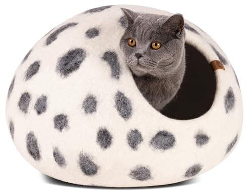 MEOWFIA Katzenbett aus Merinowolle – Handgefilztes, Umweltfreundliches Katzenbett für Katzen & Kätzchen – Weiches Schlafbett, Warm im Winter & Kühl im Sommer, Stilvolles Design