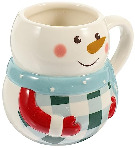 BESTonZON Weihnachtstasse Aus Keramik Mit Schneemann-motiv Ergonomischer Griff Glatte Kanten Für Kaffee Heiße Getränke Zuhause Büro Praktischer Weihnachtsbecher Cartoon Design