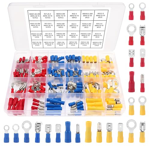 YIXISI 170 Piezas Cables Electricos Crimp Connectors, Terminales Faston Eléctricamente, Automóviles Aislados Crimp Terminal, para Industria Electricistas Sistema