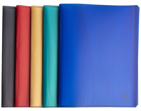 Exacompta - Réf. 78540E - Paquet de 5 Protège-documents Opak recyclé - 40 pochettes grainées - 80 vues - pour format A4 - couverture 4/10ème semi opaque - 5 couleurs assorties