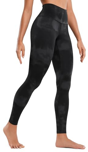 CRZ YOGA Womens Butterlux Hög Midja Träningsleggings 28 '' - Hög Midja Full Längd Mjuk Atletisk Yoga Byxor Black Tie Dye Flowers L