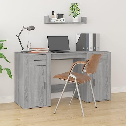 Computertisch Study Table Sekretär Schreibtisch Schreibtisch mit Stauraum Grau Sonoma Holzwerkstoff