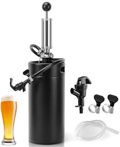 128oz Mini Keg Growler Tap System, 3.6L Mini Keg Pump Beer Tap Draft Beer Dispenser System Growler Beer Keg Party Hand Pump for Homebrew Craft Beer, Camping, Picnics