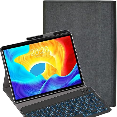 YHFZR Tastatur Hülle für Alldocube iplay50 Pro, [Deutsches QWERTZ] Ultraslim Hülle mit 7 Farben Beleuchtung Kabellose Tastatur mit Schützhülle für Alldocube iplay50 Pro 10,5 Zoll, Schwarz