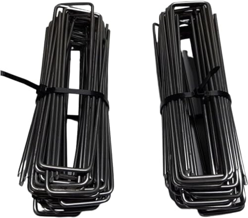 Ogrodzenia Wiklinowe (200 Piezas) Grapas de Jardín en Forma de U - No galvanizado Piquetas de Acero - 150 mm de Largo, 70 mm de Ancho, Ø 3 mm - Grapas para Tela Antihierbas y Cesped Artificial