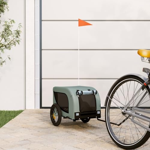 ZEYUAN Fahrradanhänger Hunde Grau und Schwarz Oxford-Gewebe und Eisen, Fahrrad Anhänger, Lastenanhänger, Handwagen, Fahrrad-lastenanhänger, Lastenfahrrad 93993