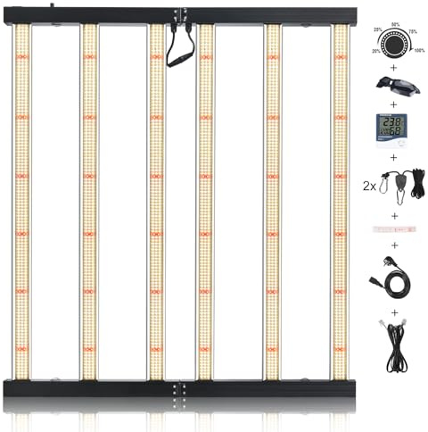 BOSYTRO 720W Grow Light, Lámpara de Plantas de Espectro Completo con Función de Regulable y Plegable, Luz de Cultivo LED con Función de Cadena en Ramillete, para el Cultivo Comercial